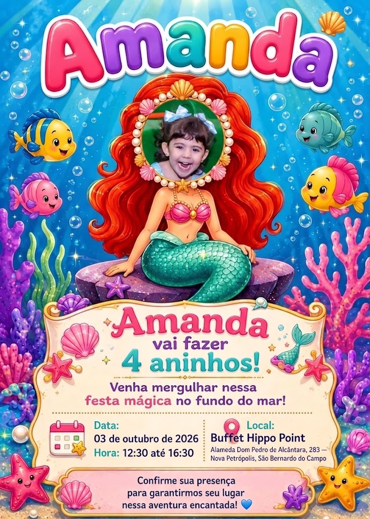Convite da Festa da Amanda